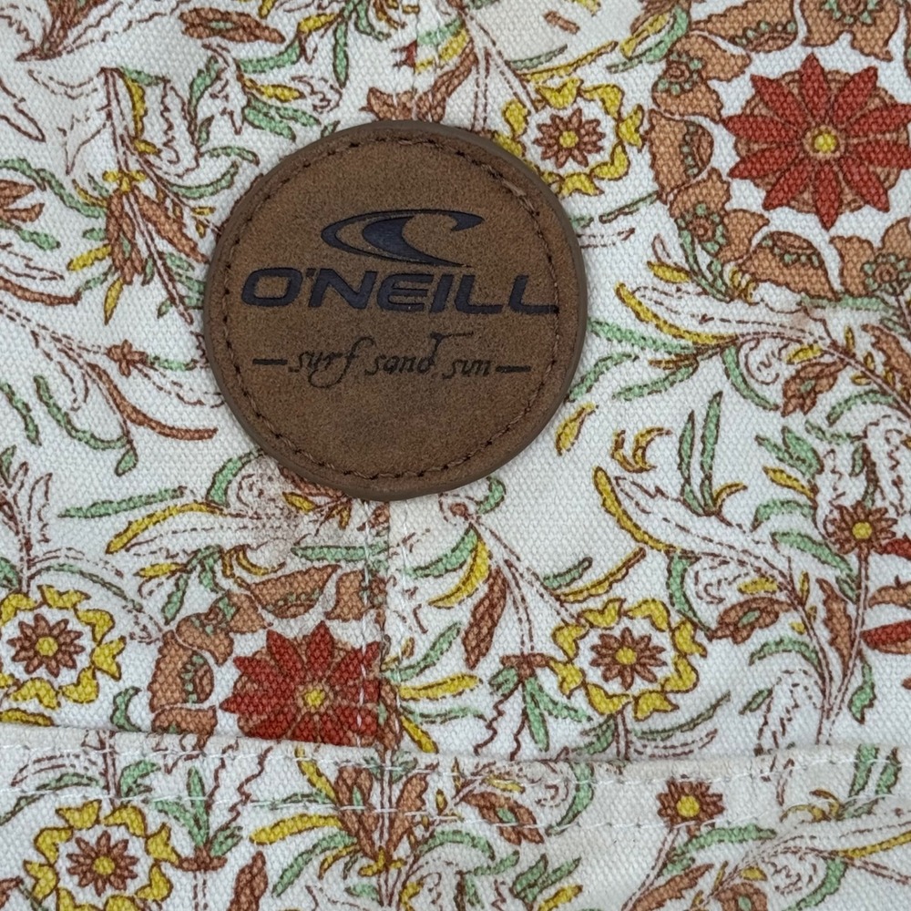 ONeill Floral Canvas Backpack Beige & Orange Boho Hippie Travel School Book Bag - Picture 3 of 11